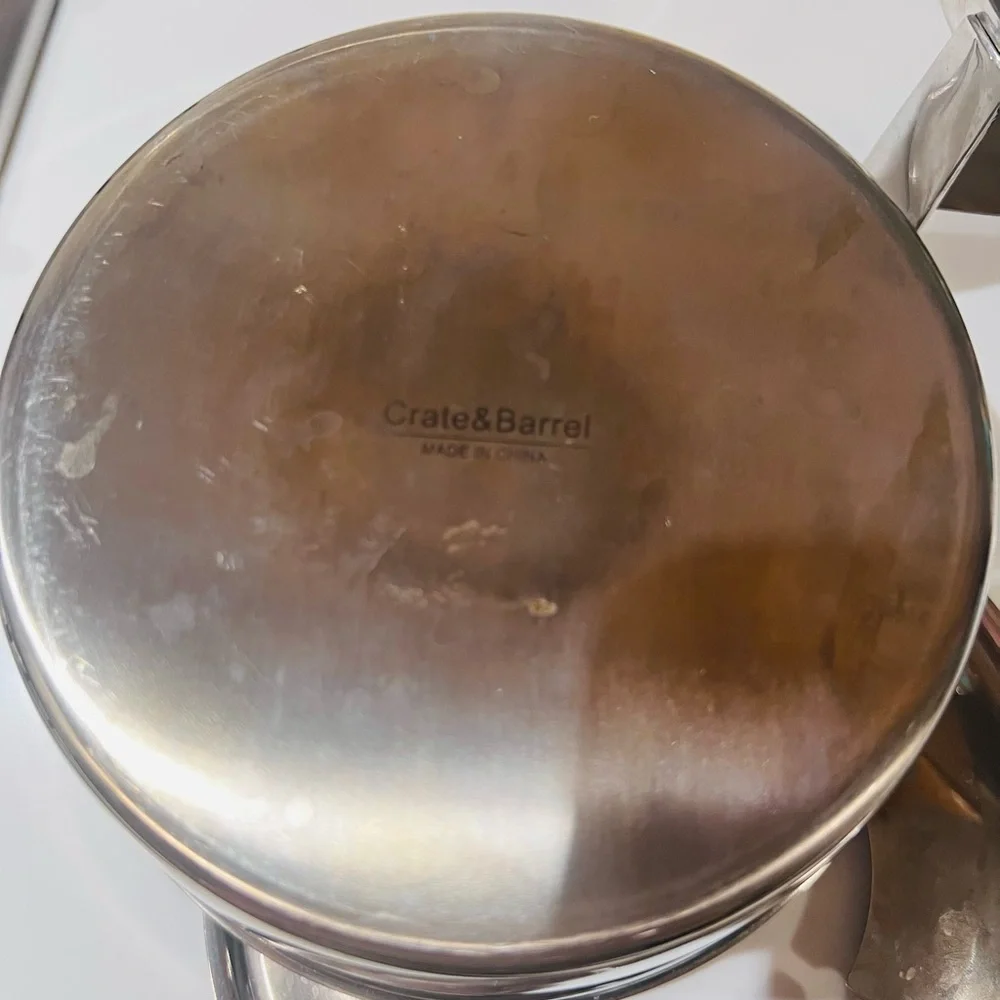 Crate & Barrel Stainless Steel Fondue Set